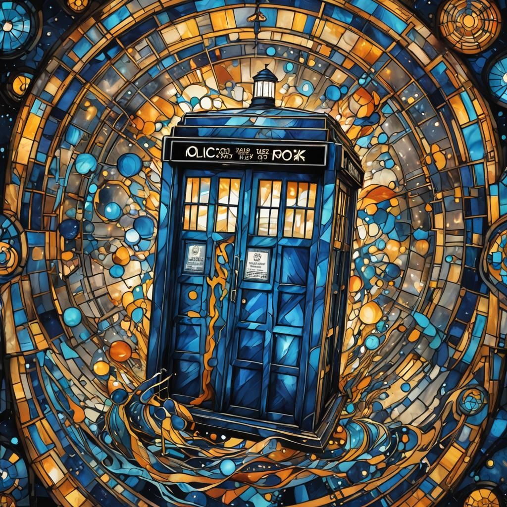TARDIS Stained Glass Graffiti Art