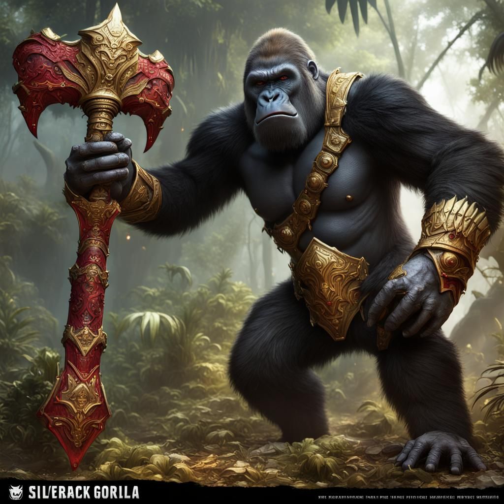 Armored Silverback Gorilla King in Jungle
