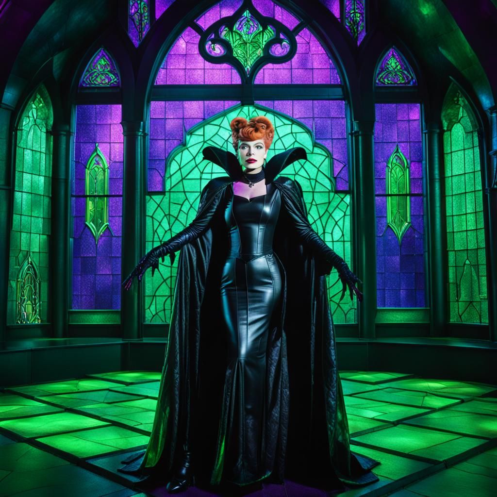 Lucille Ball as Maleficent in Synthwave Retro Style