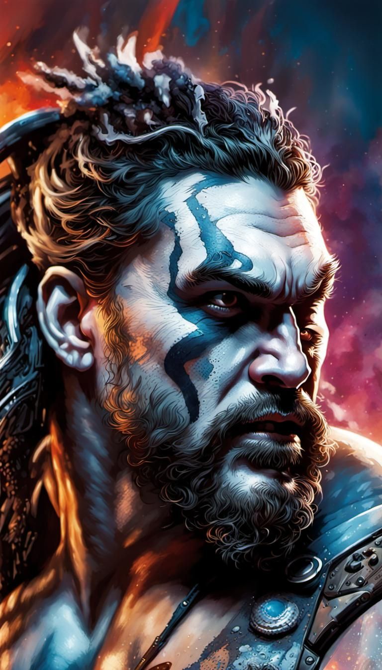 Lobo: Jason Momoa as Space Warrior in Hyperrealistic Comic A...