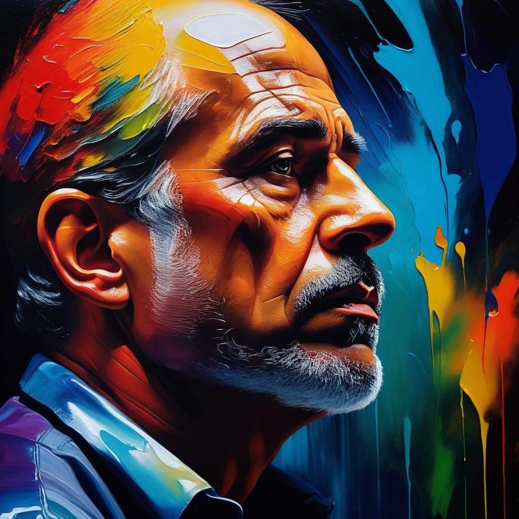 Contemplative Figure in Abstract Expressionist Style