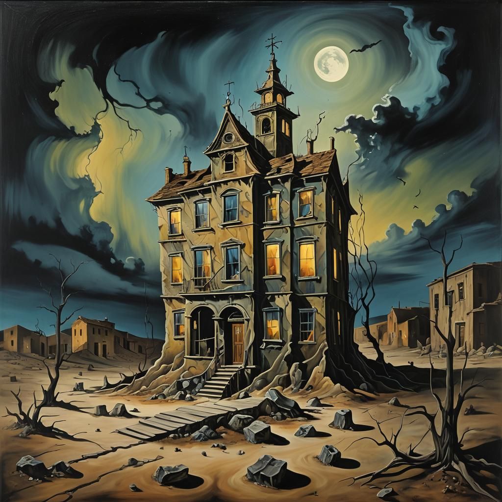 Surreal Haunted House in Ghost Town, Dali Style