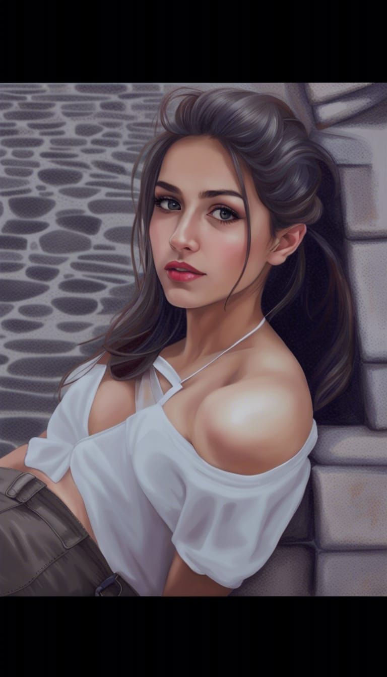 Beautiful Schoolgirl in White Skirt, Realistic High Definiti...