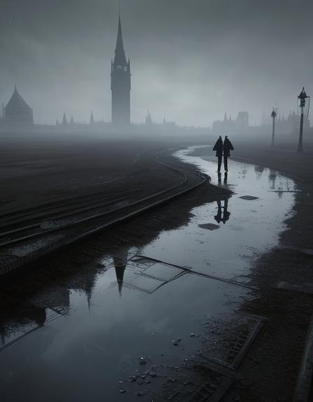 Sinister Grey Puddle in Moody Atmosphere