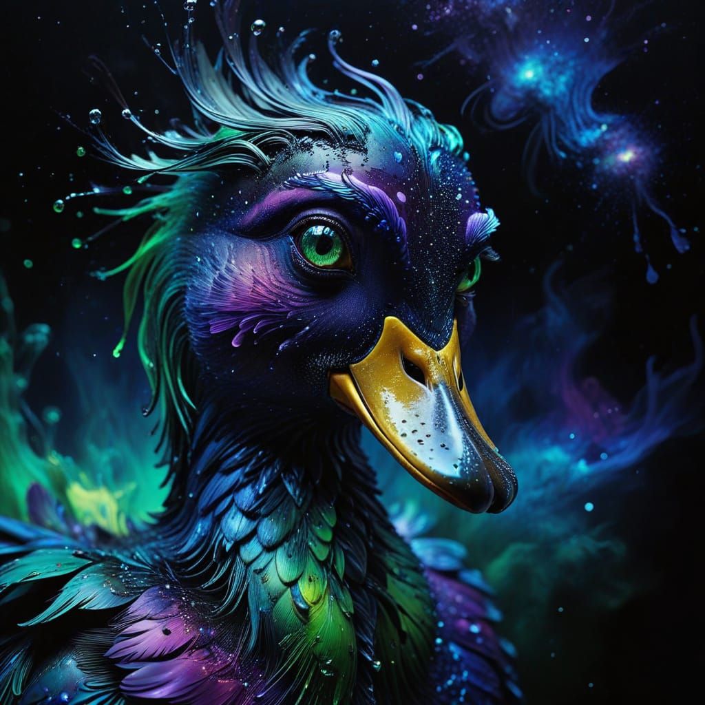 Dreamlike Duck in Cosmic Space