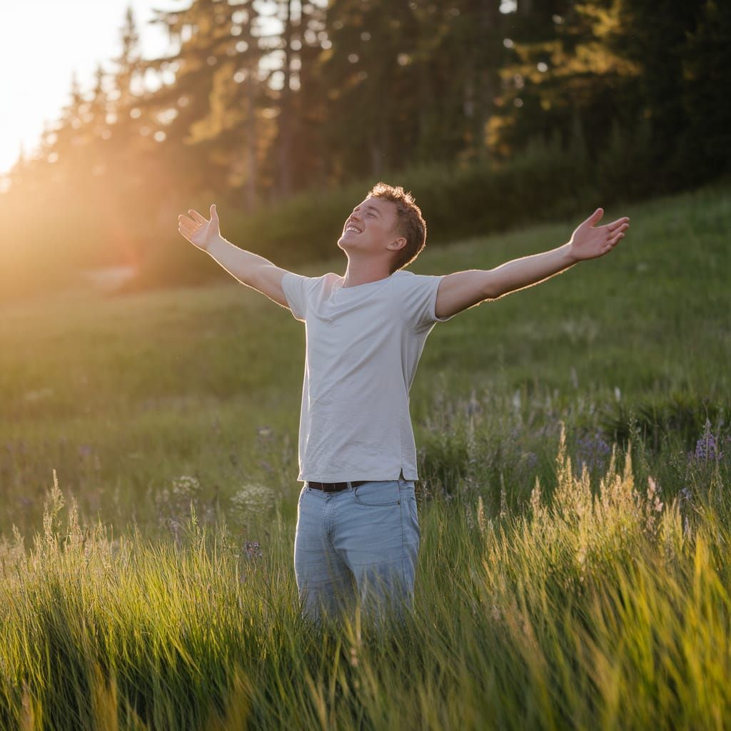 Sun-Drenched Meadow: A Moment of Joy