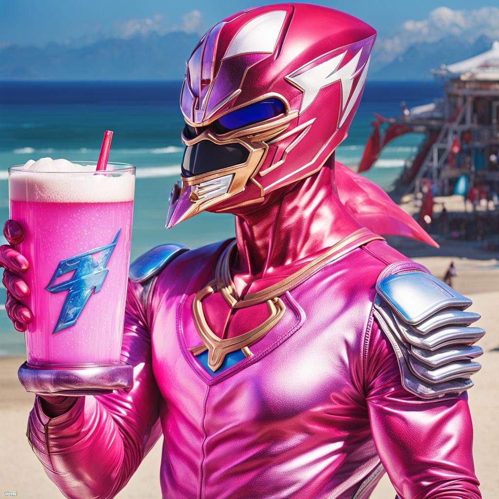Power Ranger at Beach Tiki Bar with Fighter Jets