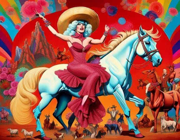 Surreal "Side-saddle Wendy" Western Scene