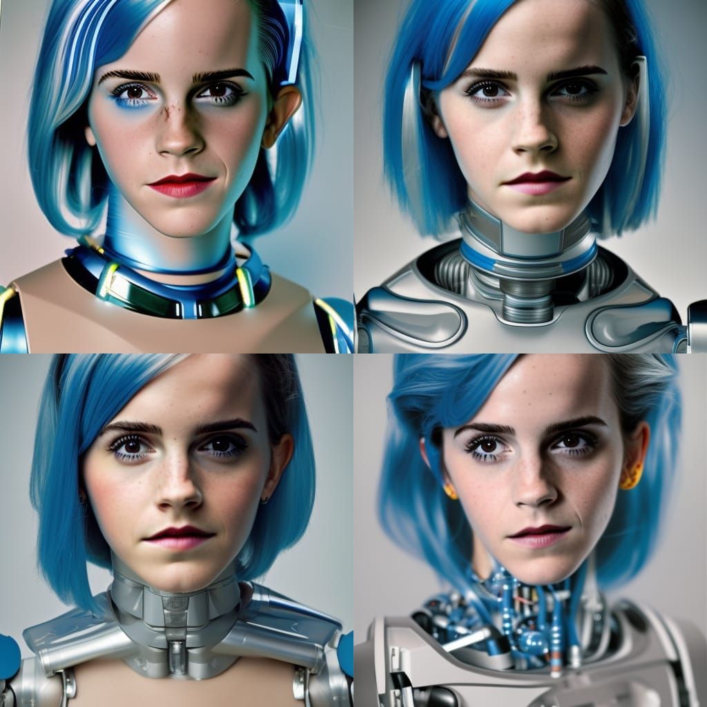 Emma Watson as 80s Robot Girl Portrait