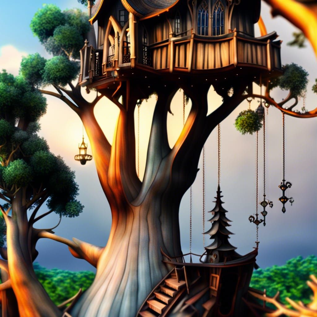 Whimsical Gothic treehouse