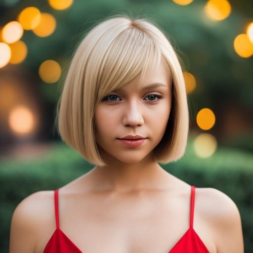 Blonde Woman in Red Dress, Professional Photography