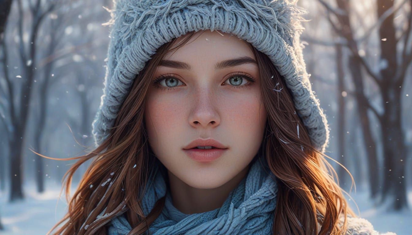 Winter Portrait in Hyperdetailed Concept Art Style