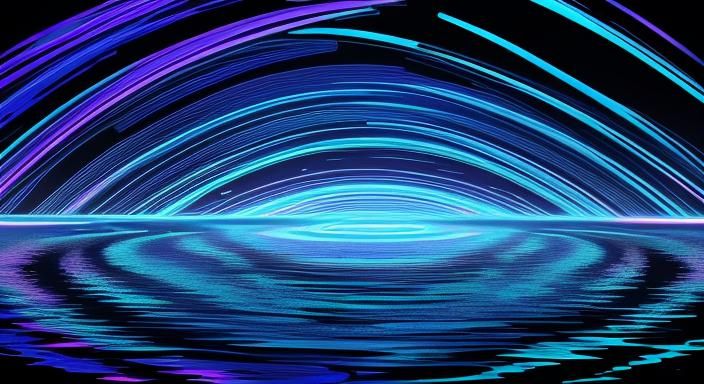 Winding River with Geometric Reflections in Digital Art