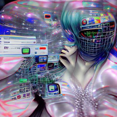 Person Living in a Cyberpunk Cyberspace World