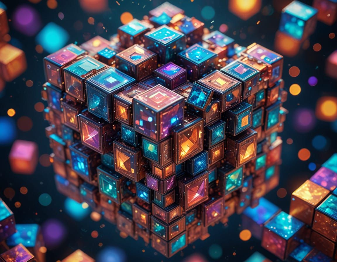 Vibrant Kaleidoscope of Overlapping Squares in Hyper-Realist...