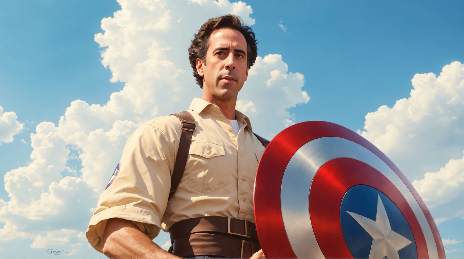 Young Jerry Seinfeld Holds Captain America's Shield on a Sun...