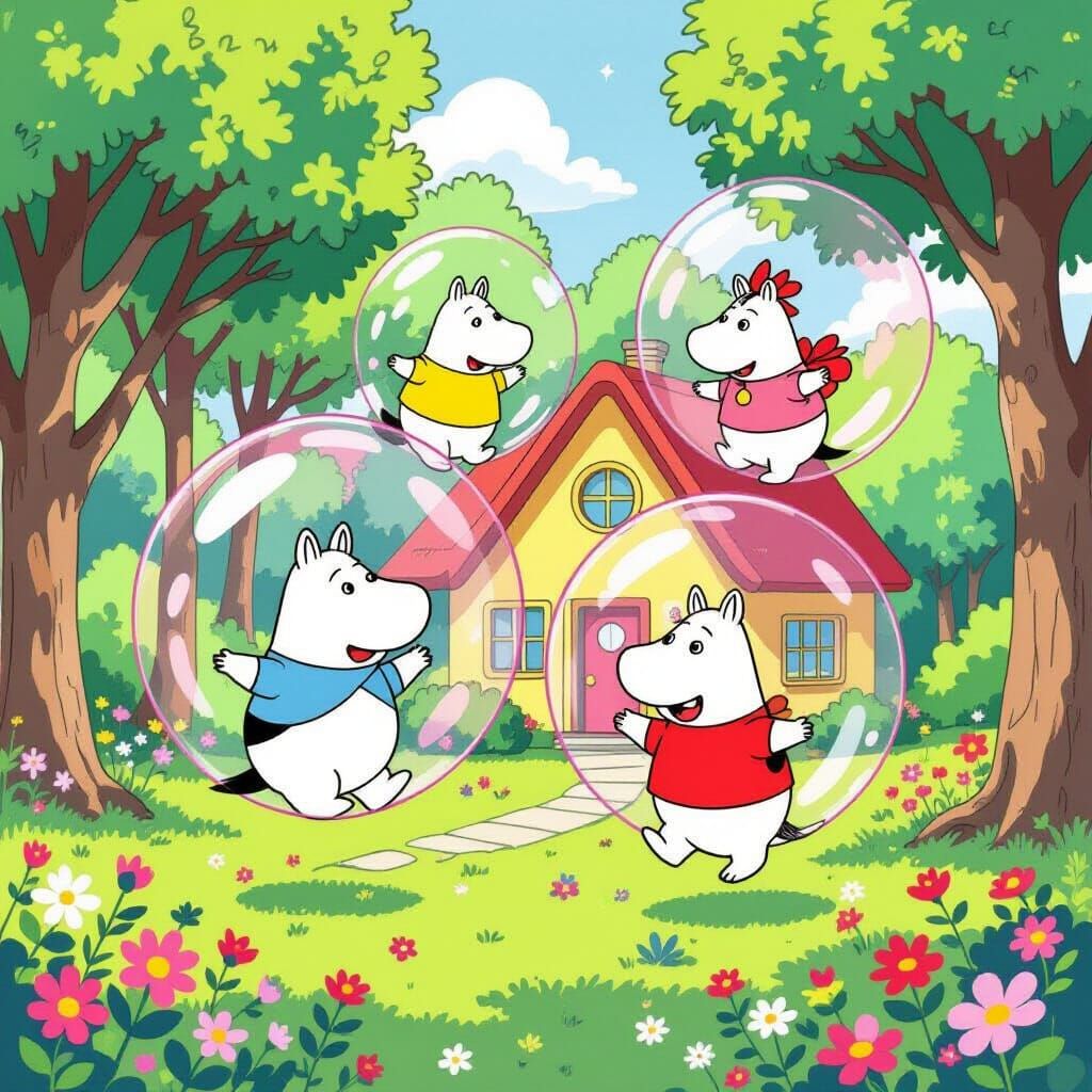 Moomins in Magic Bubbles: Ghibli-Style Manga