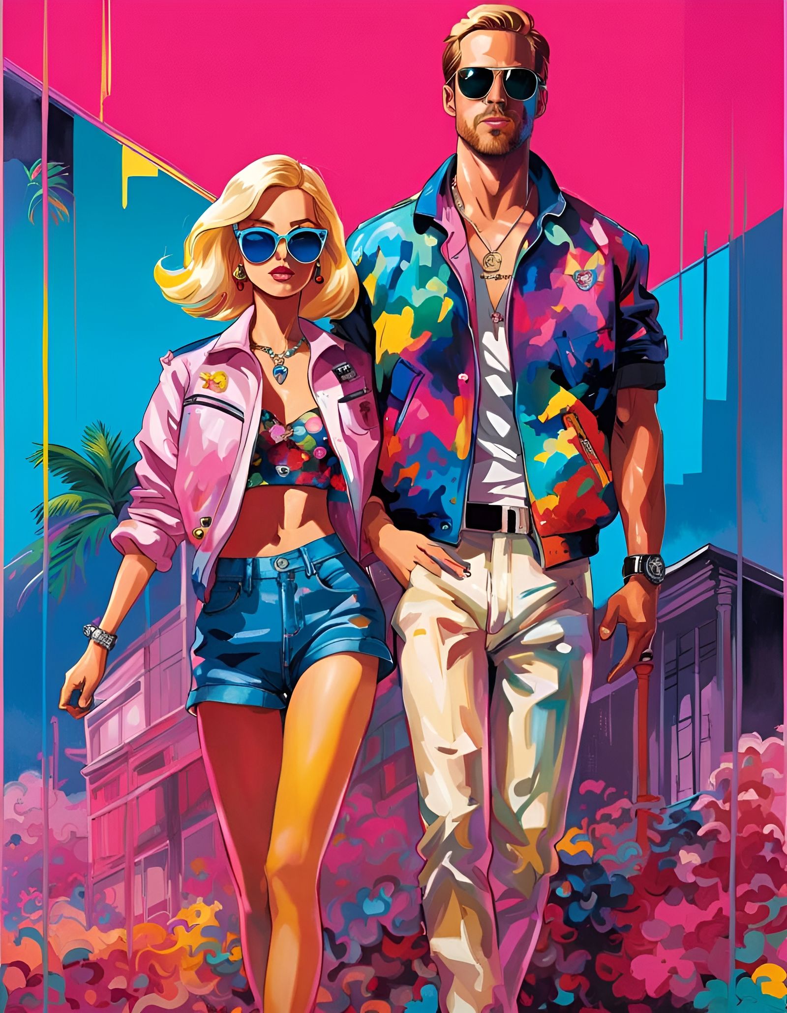 Barbie and Ken in Retro 80s Style