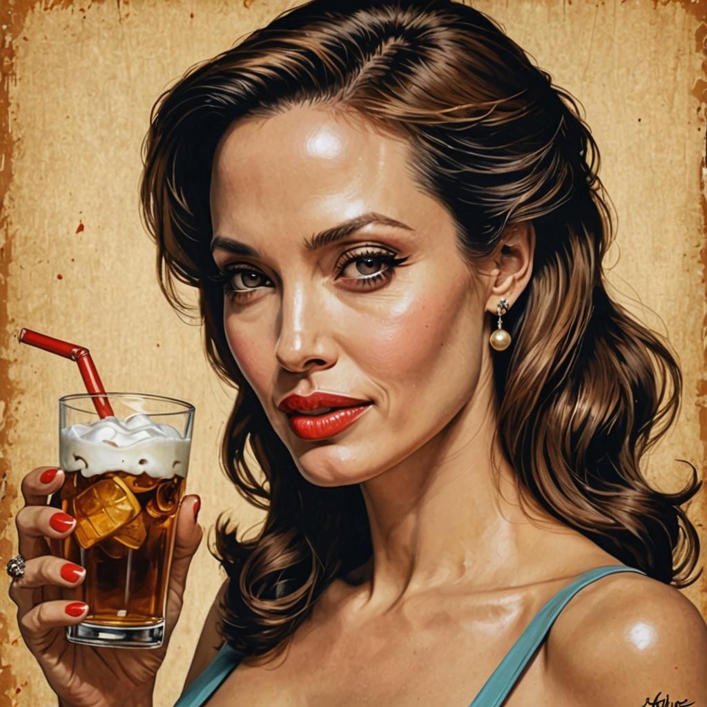 Vintage Pin-Up Girl with Refreshment