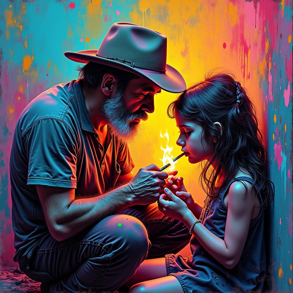 Farmer's Respite: Neon-lit Italy in Graffiti Style