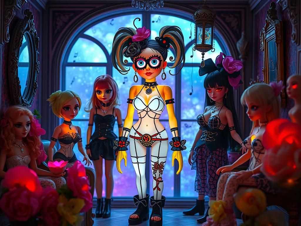 Gothic Spongebob Dollhouse in Surreal 3D Style