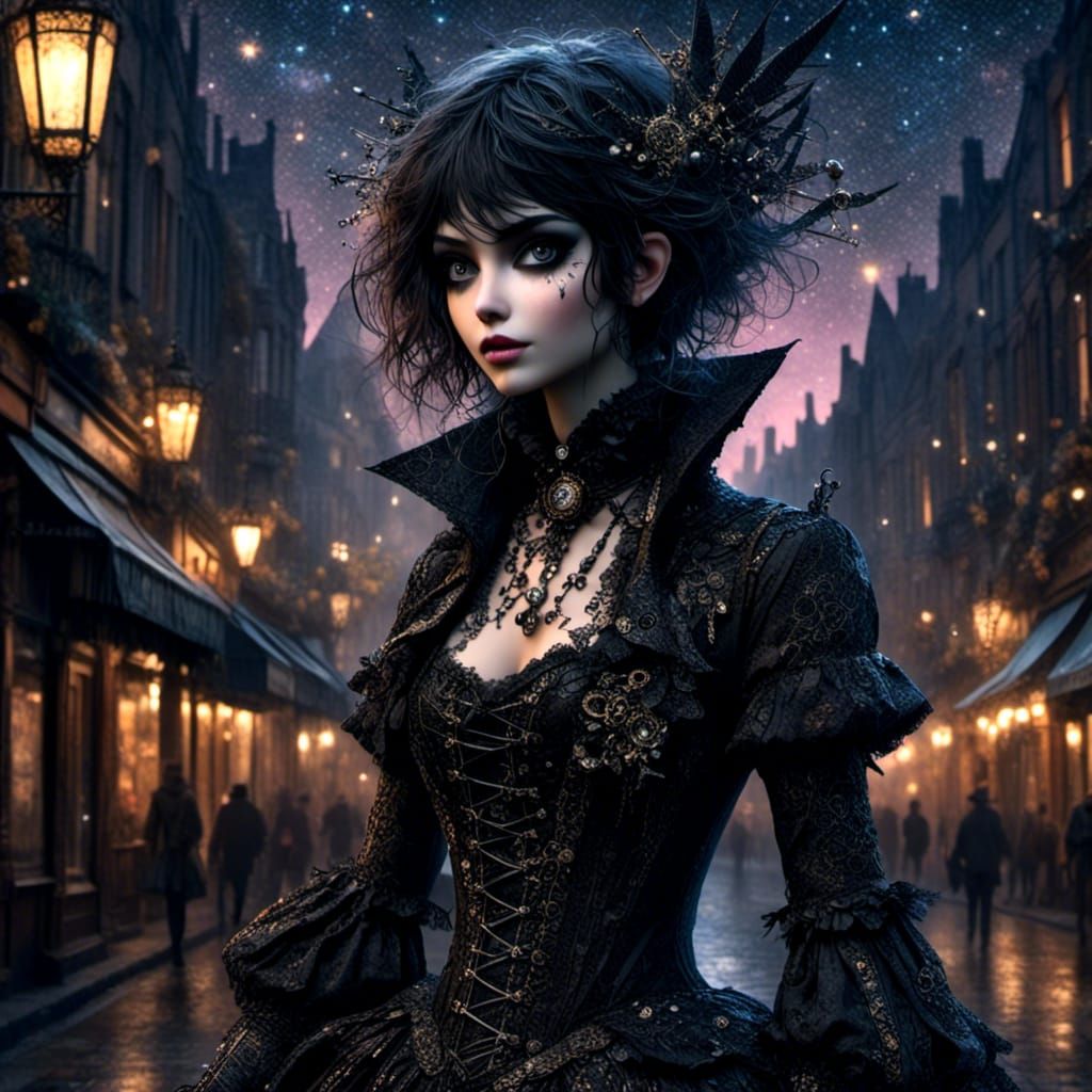 Pixie Rogue Hunter in Old London: Digital Art