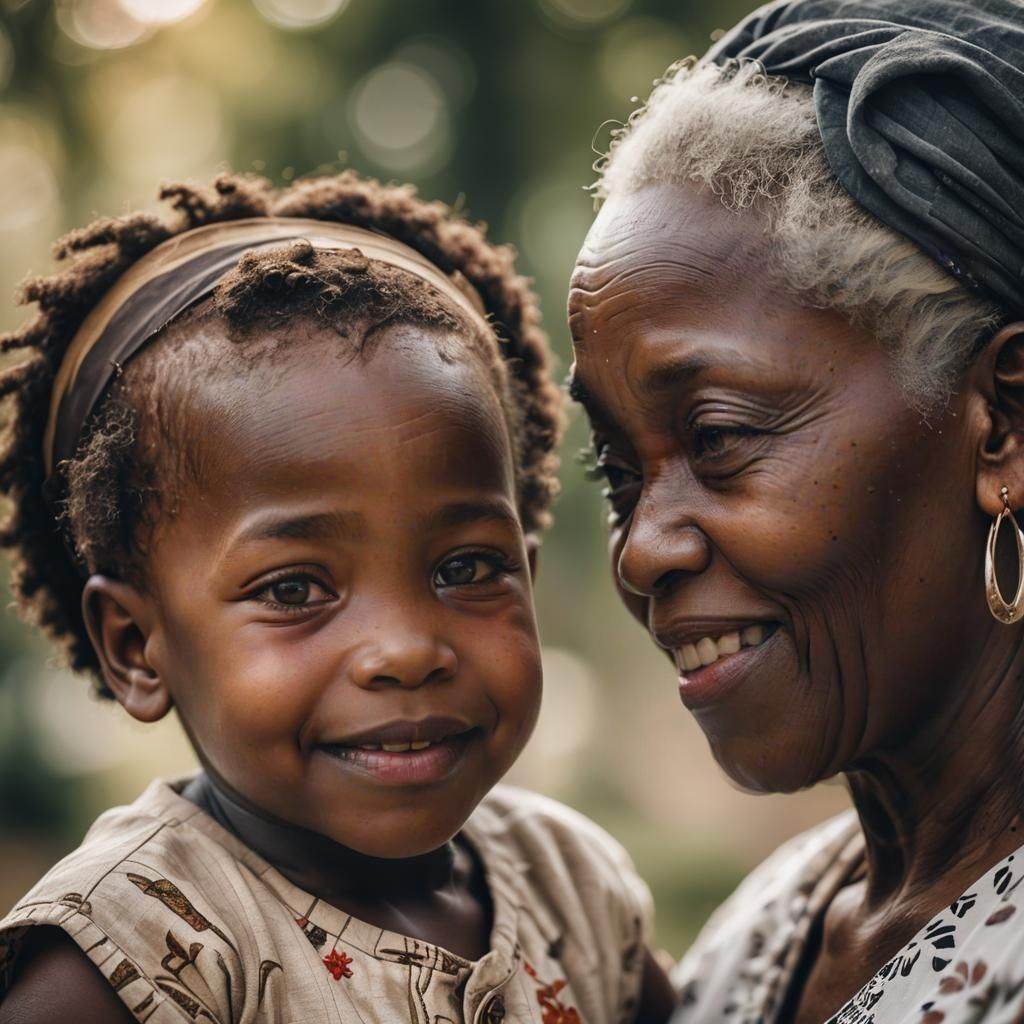 Loving African Grandmother and Grandchild Portrait