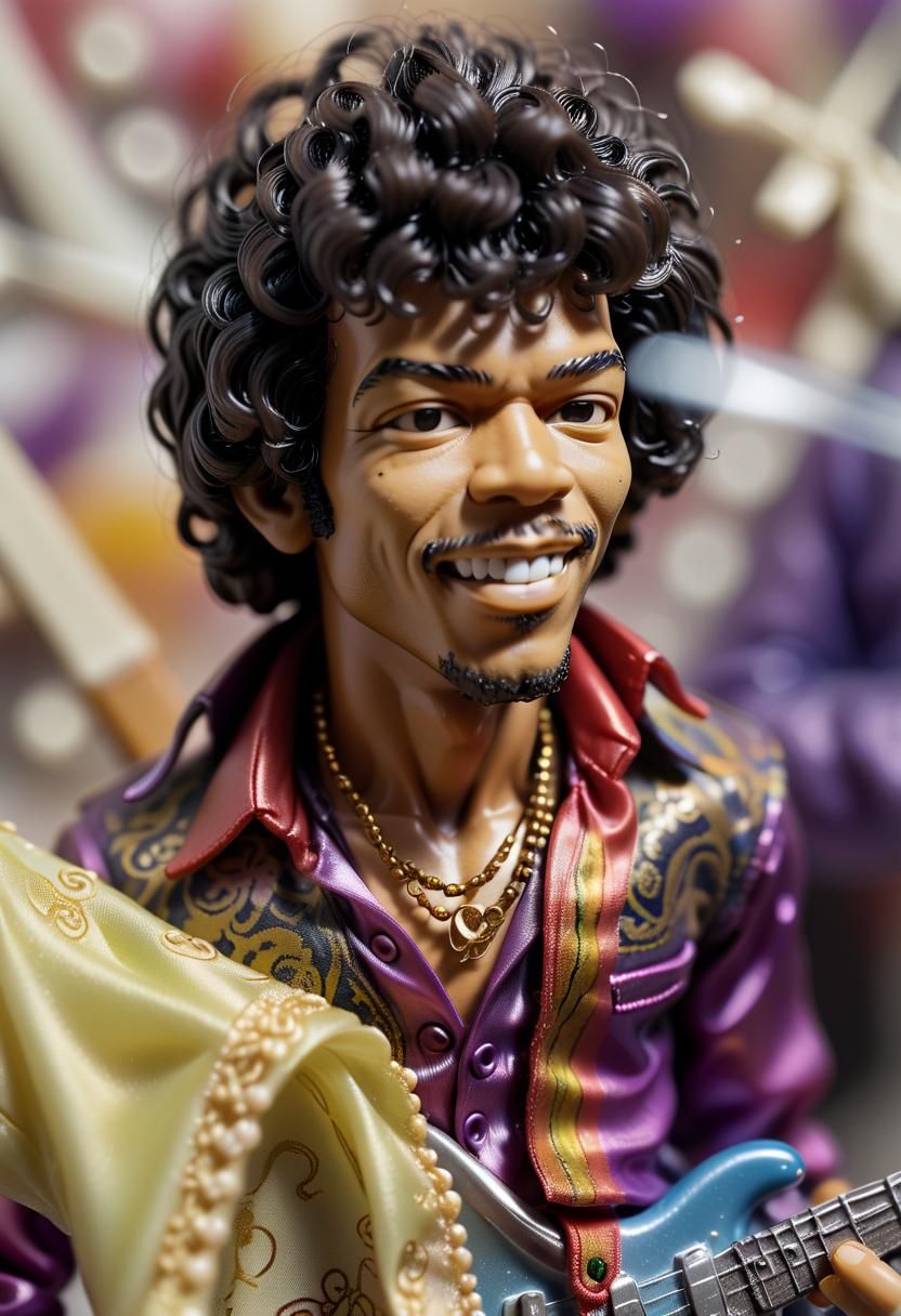 Hyperrealistic Jimi Hendrix Plastic Action Figure