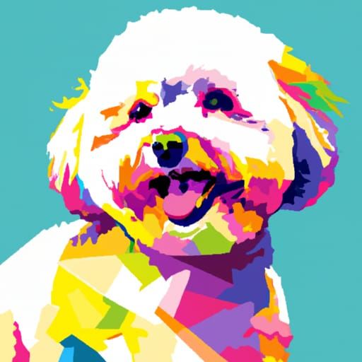cute bichon frise smiling wpap style