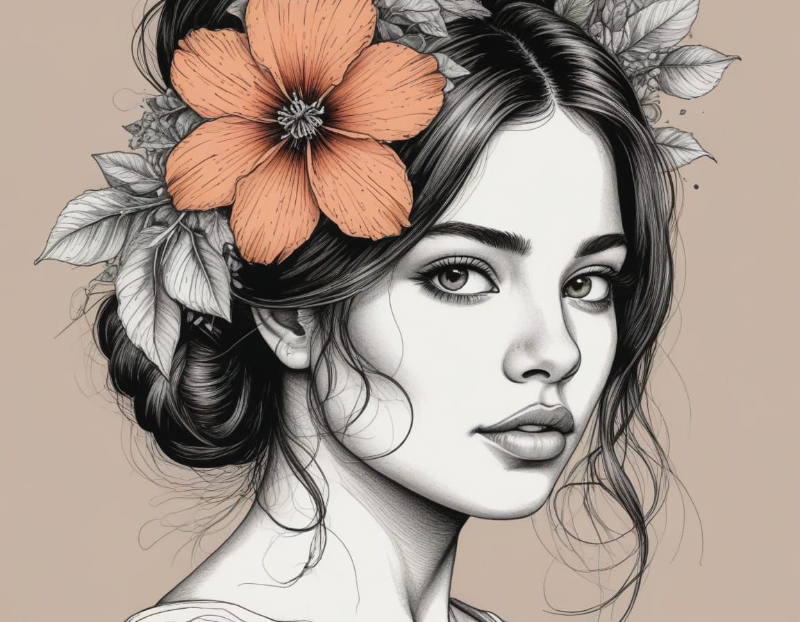 Portrait of a Hispanic Girl with a Flower