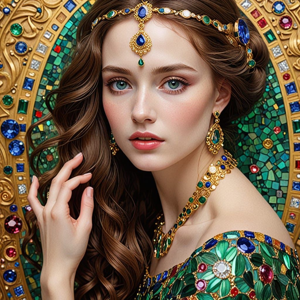 Gustav Klimt-Inspired Masterpiece with Jewels