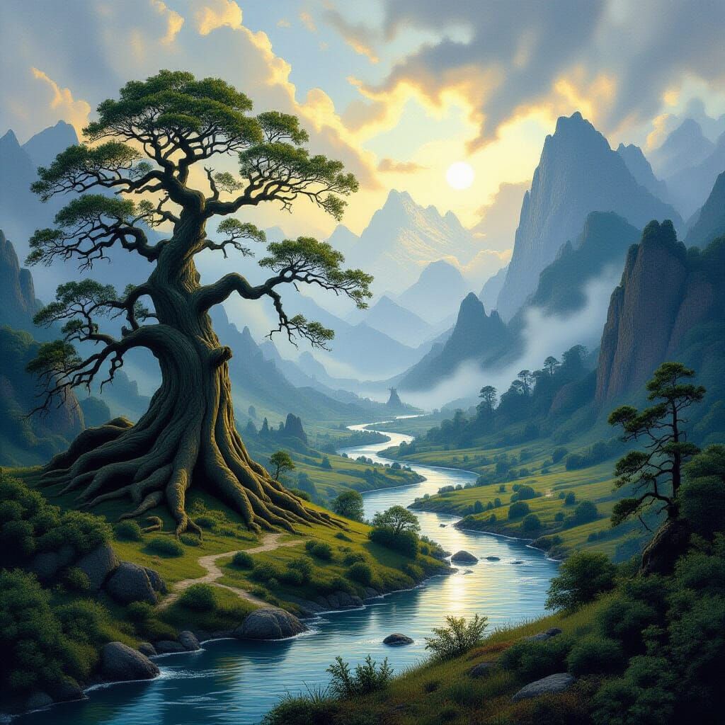 Epic Fantasy Landscape of Middle-earth Inspired by Tolkien