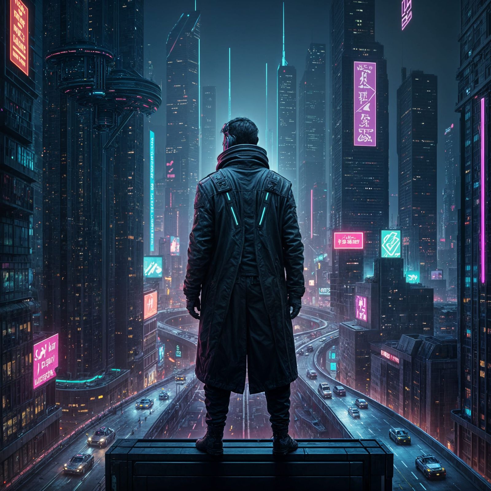 Ethereal Cyberpunk Hero Dominates Futuristic Berlin