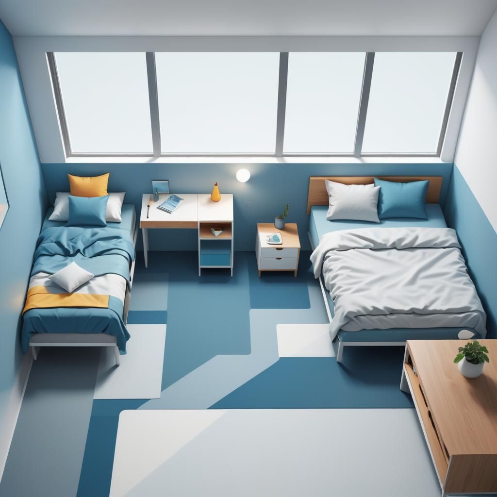 Isometric Dorm Room with Minimalist Design