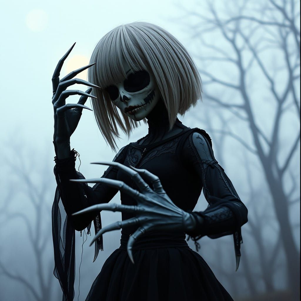 Ethereal Doll in Moonlit Forest