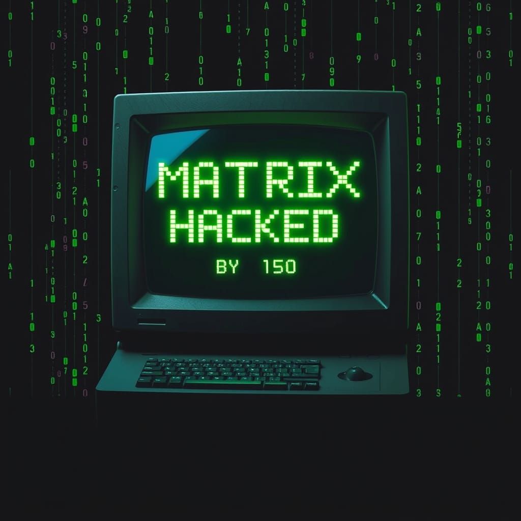Matrix Hacked Message on Futuristic Computer Terminal