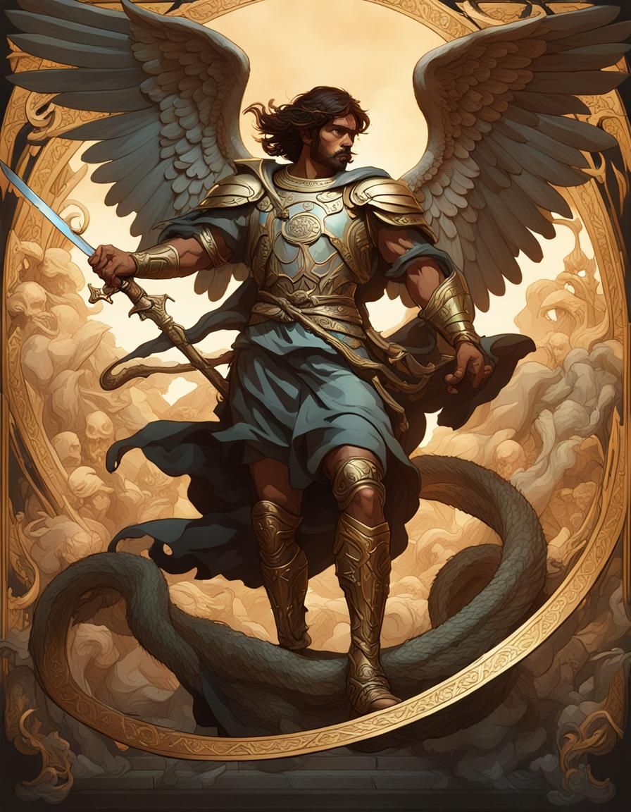 St Michael Archangel in Alphonse Mucha Style