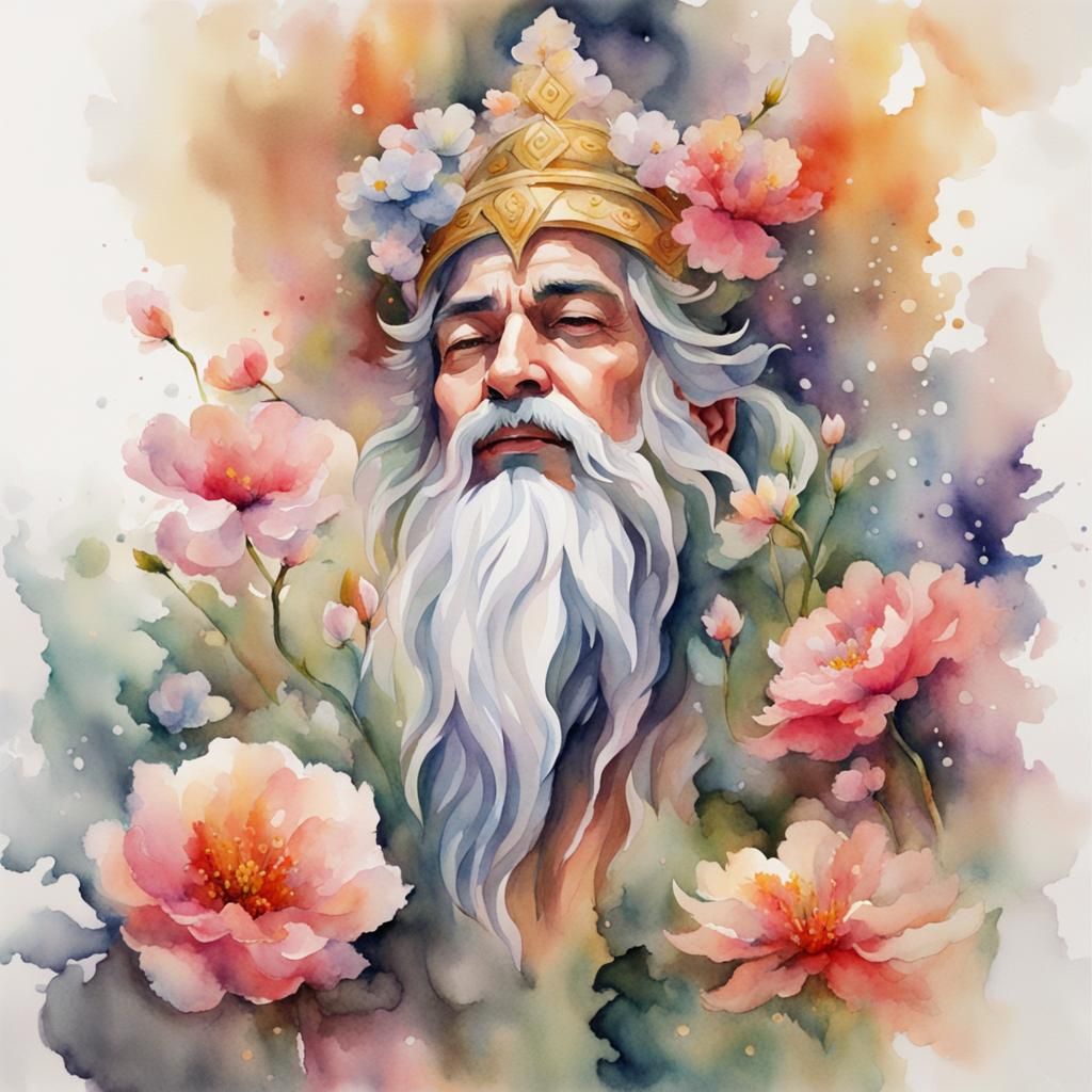 Watercolor God of Flowers