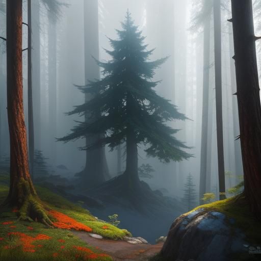Robin in Misty Forest: Fantasy Concept Art