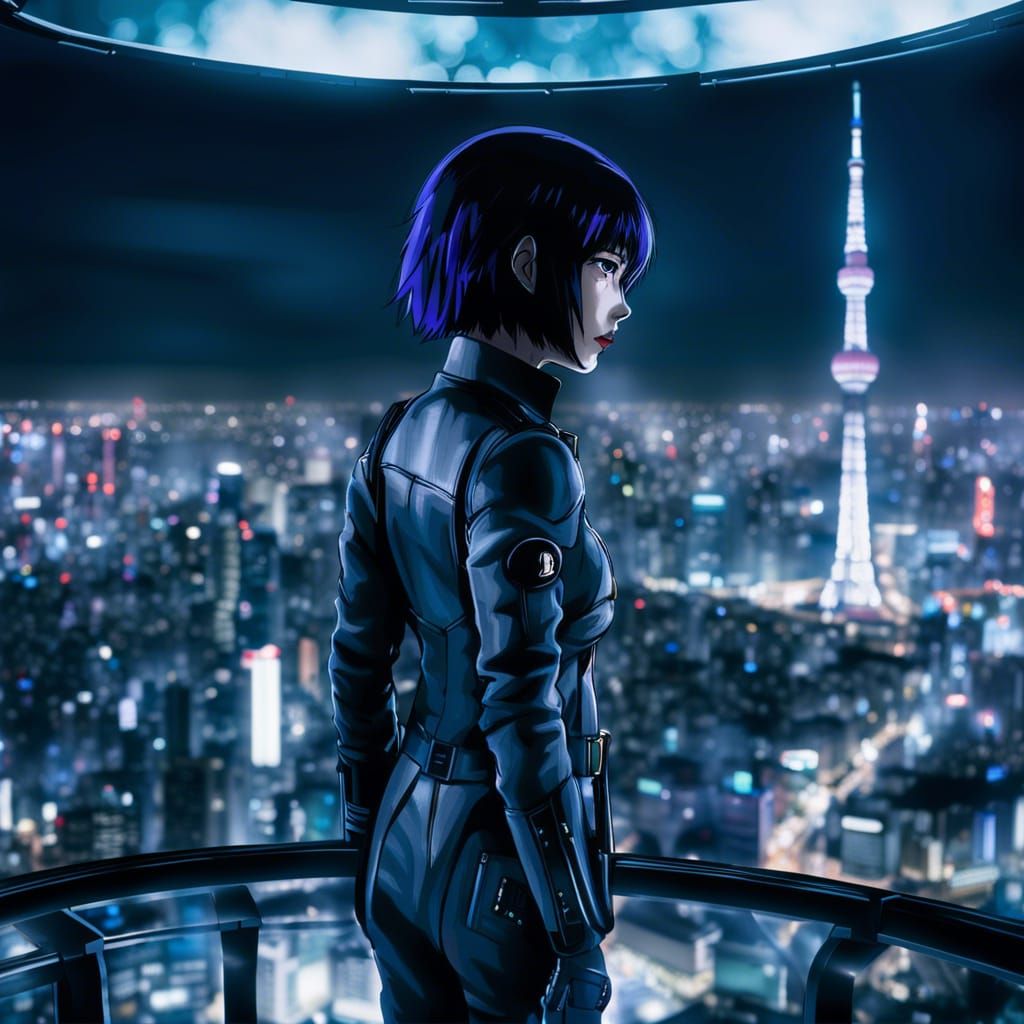 Kusanagi Motoko, watching from the top of SKYTREE, in the To...