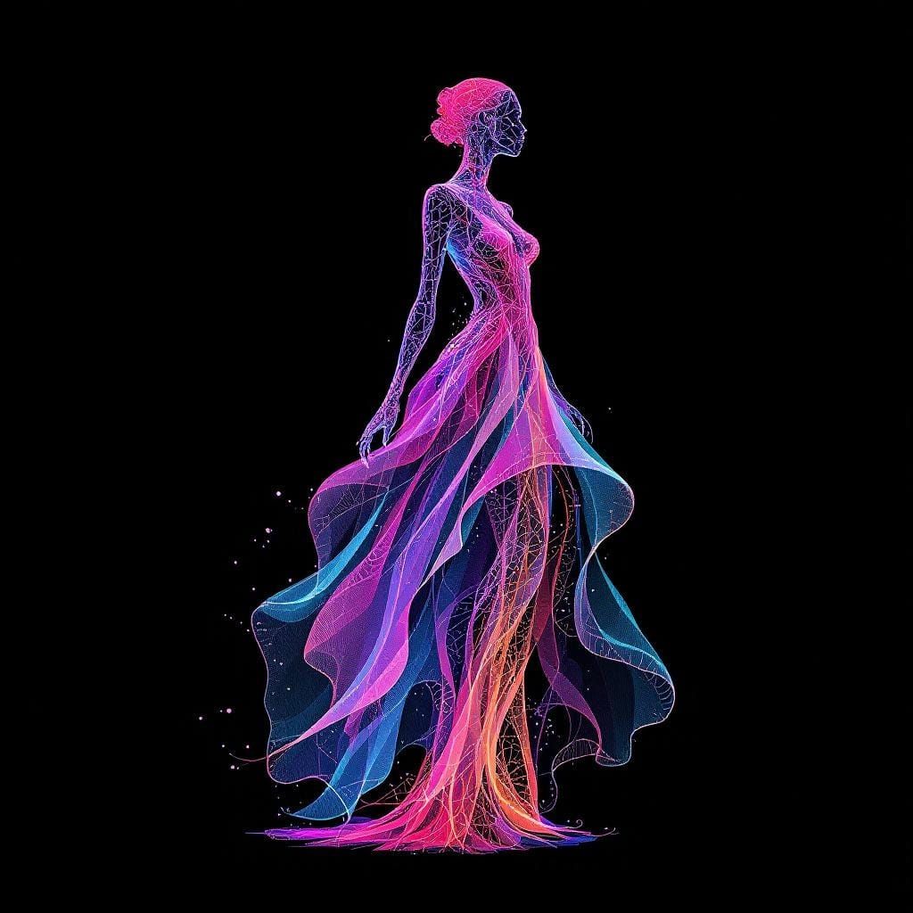 Neon Fractal Woman in Futuristic Style
