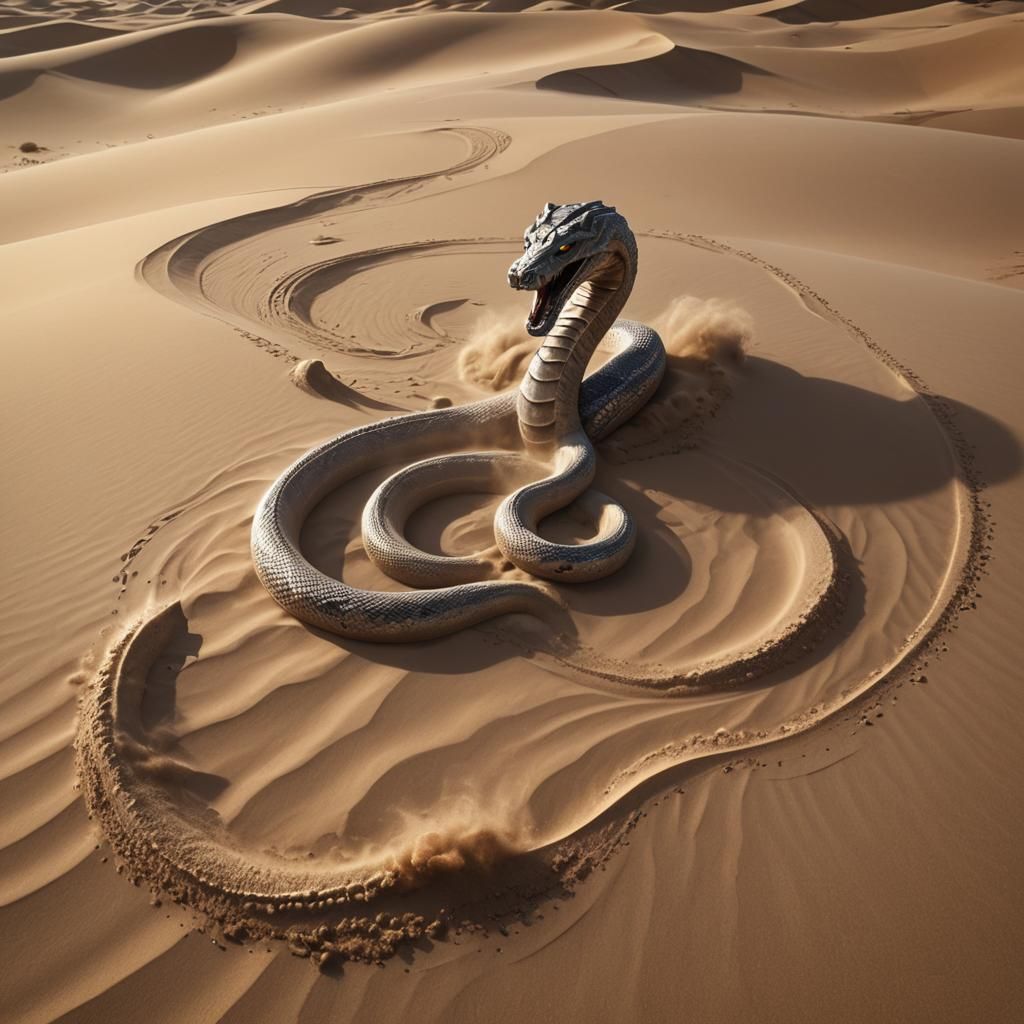 Mystical Serpent Emerges in Shimmering Dune Sea