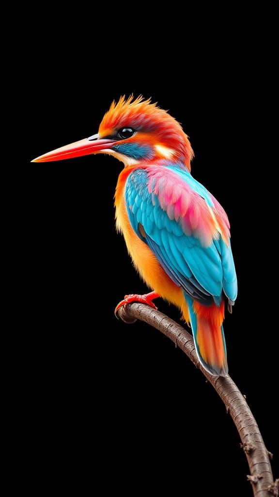 Striking Kingfisher Portrait on Weathered Branch