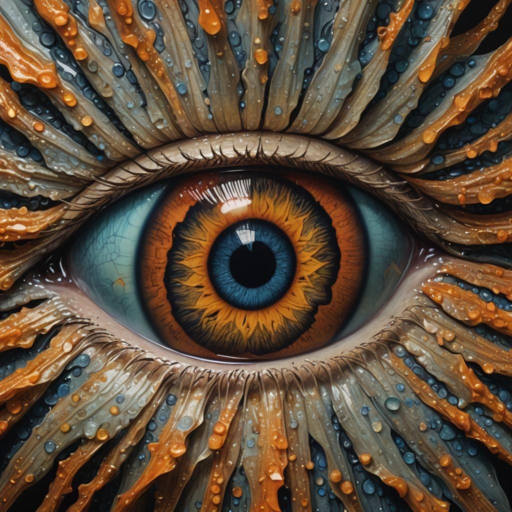 Hyper-Realistic Eye with Floral Iris in Purple Hues