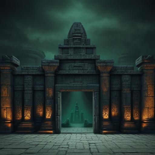 Aztec Gatekeeper: Surreal Concept Art