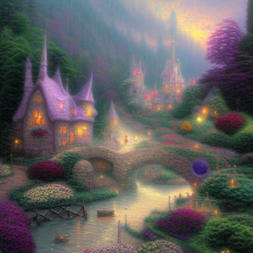 Ethereal Fairy Town in Hyperdetailed Fantasy Style