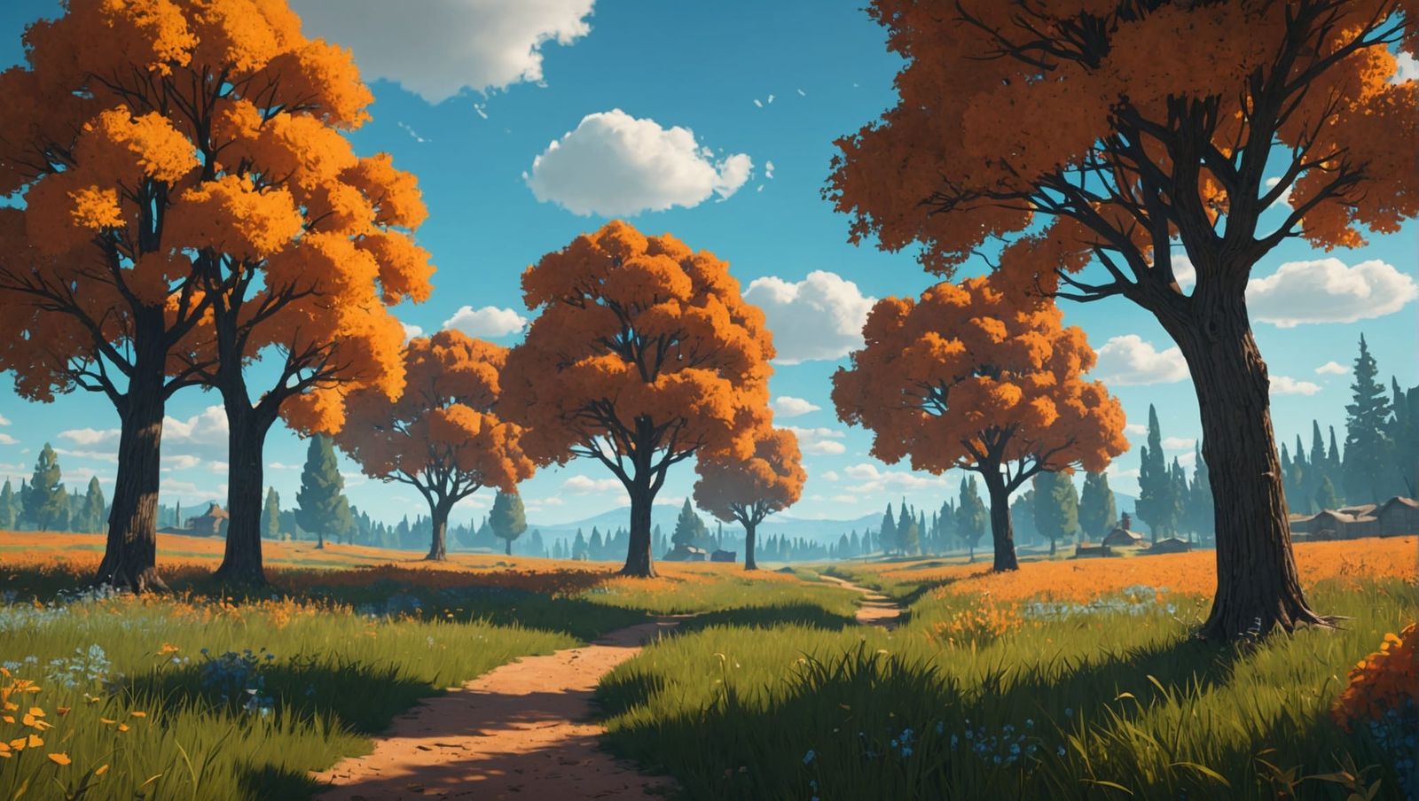 Lush Plains and Distant Town: Concept Art