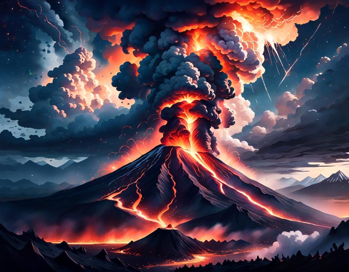 Volcano Eruption: A Dark Fantasy Concept Art
