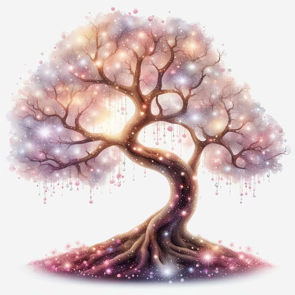 Sparkling Fairy Tree on White Background