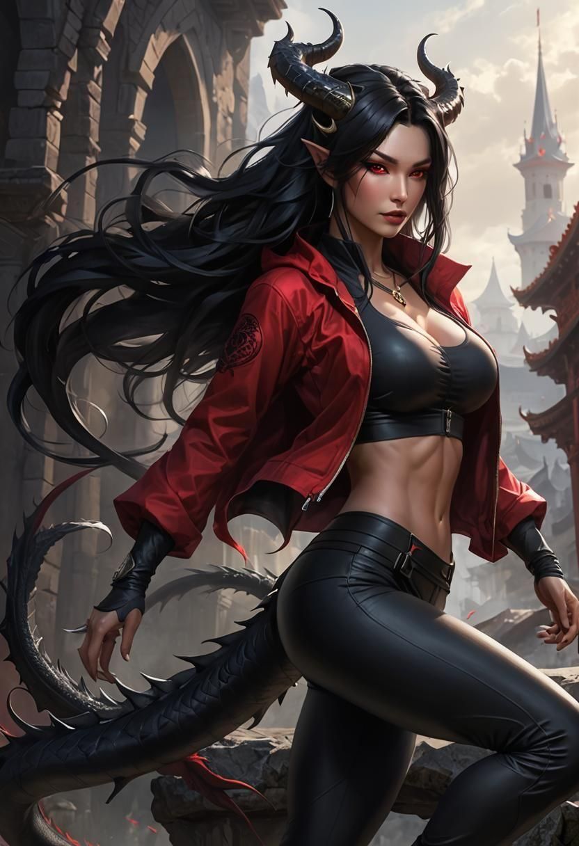 Dragon Girl in Human Form: Anime Art